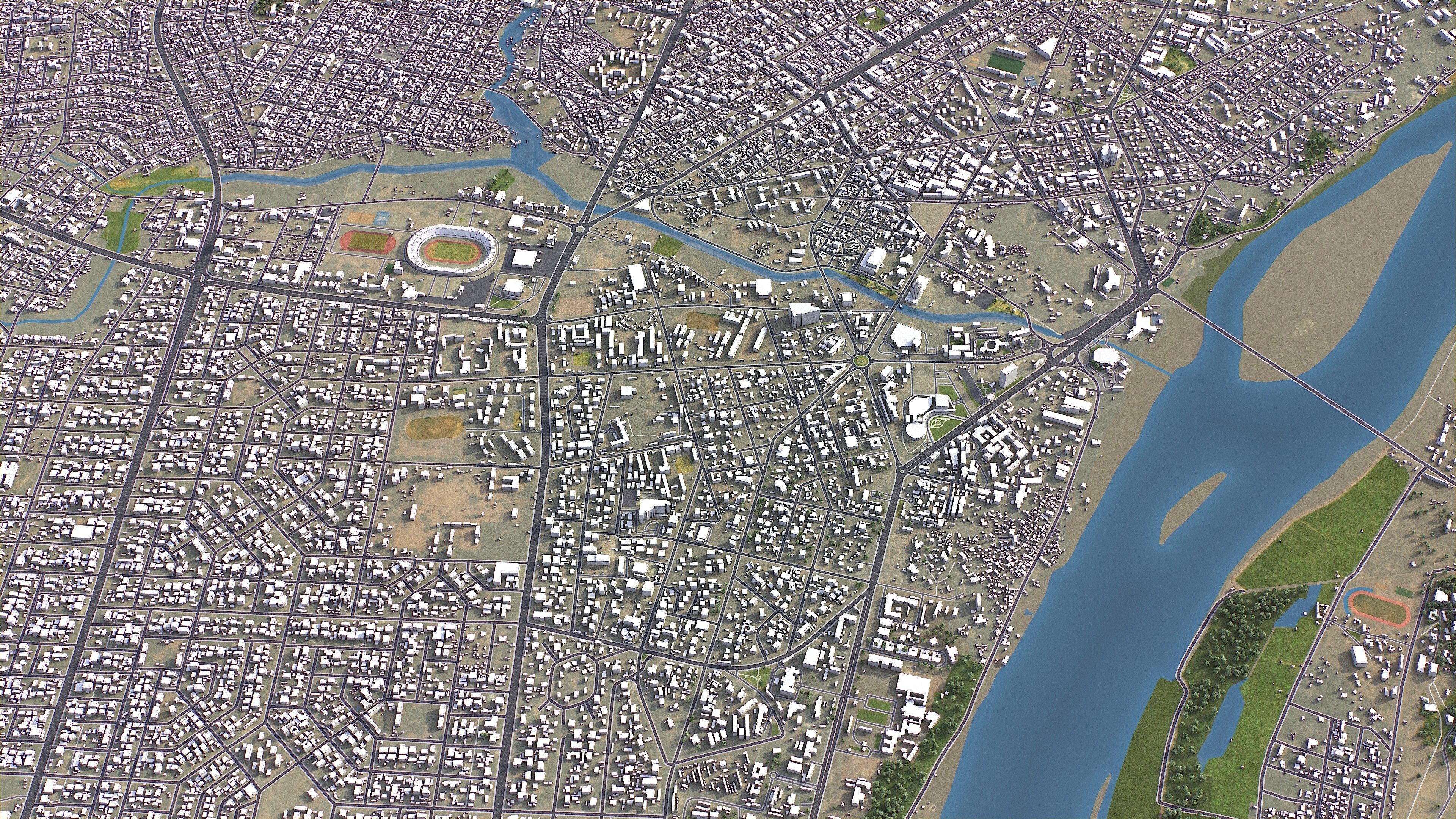 Niamey - 3D City Model Low-poly 3D model_2