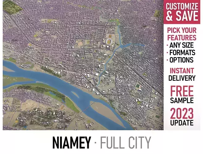 Niamey - 3D City Model Low-poly 3D model