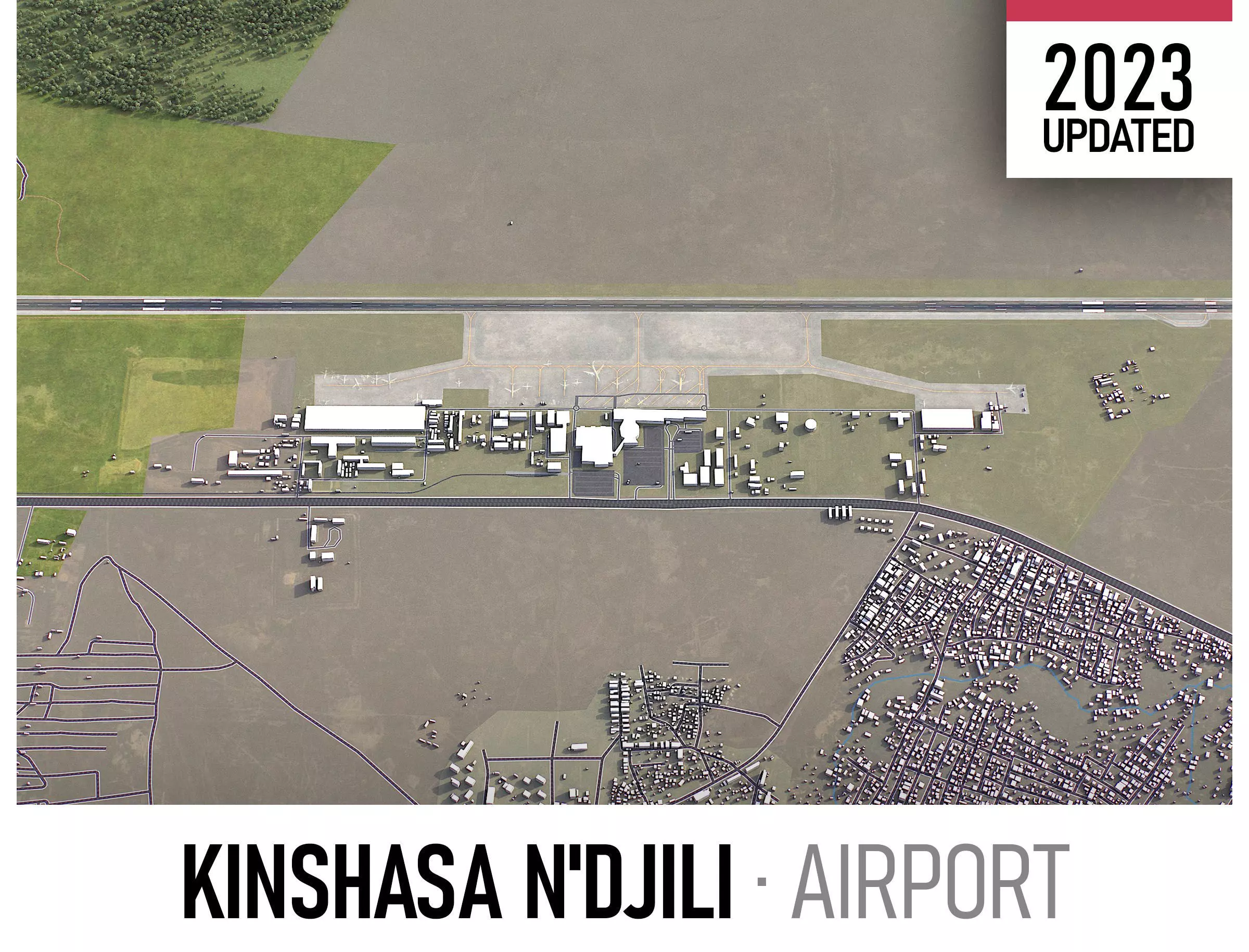 Kinshasa Airport Low-poly 3D model_0