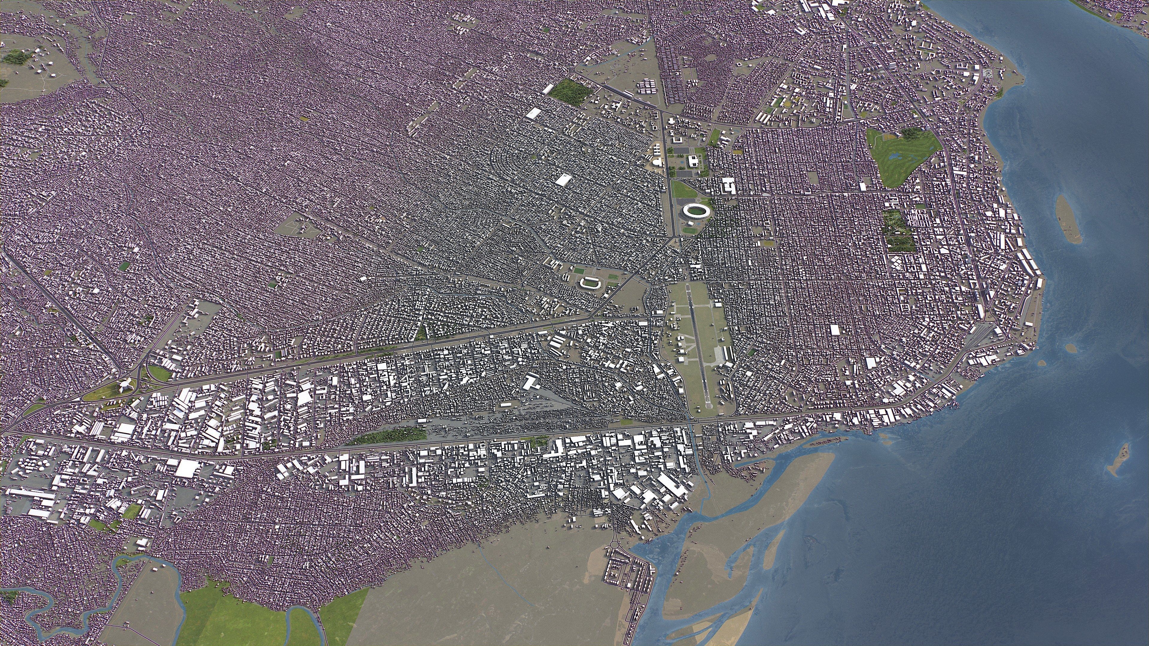 Kinshasa - 3D City Model Low-poly 3D model_9