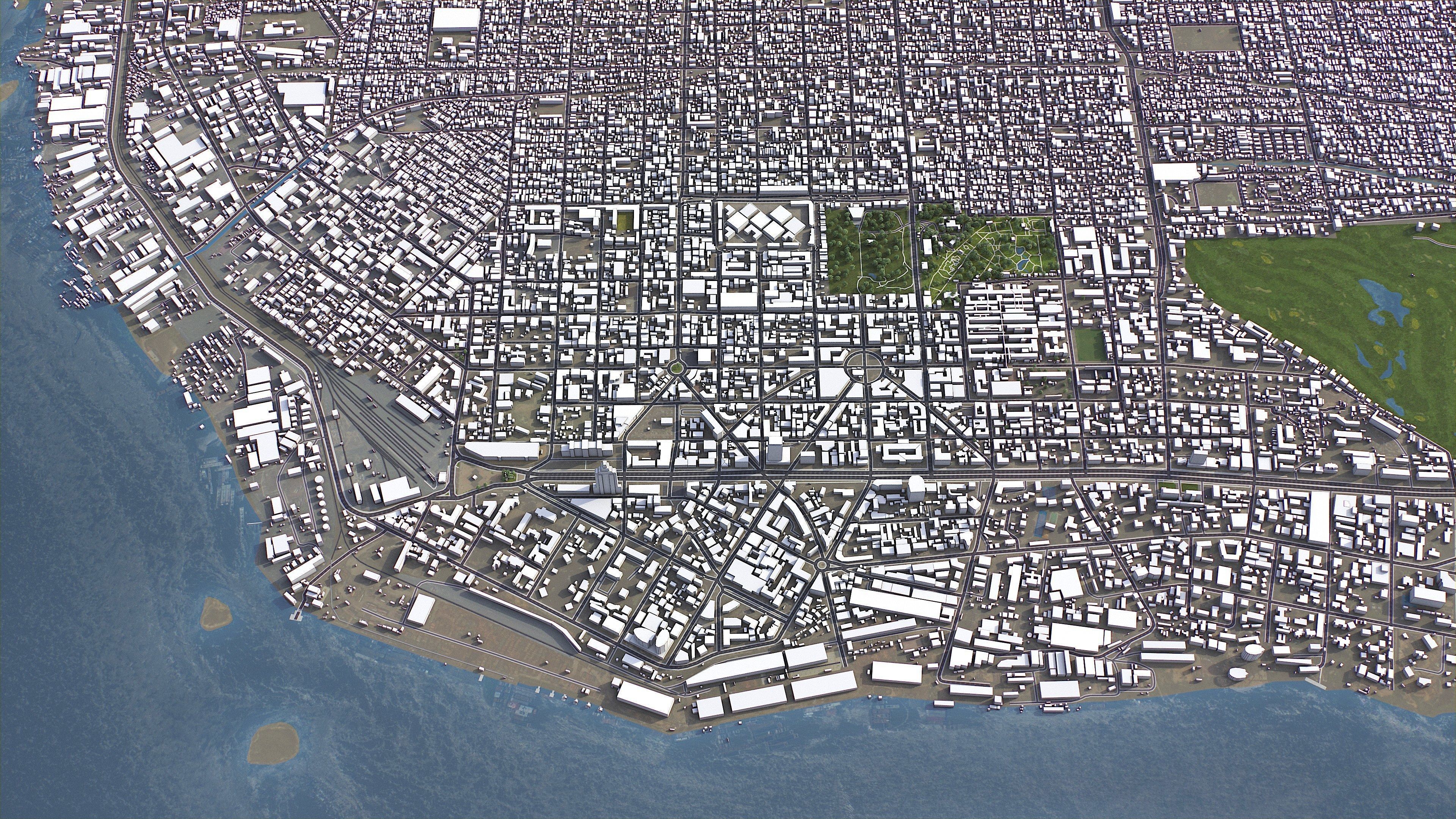 Kinshasa - 3D City Model Low-poly 3D model_3