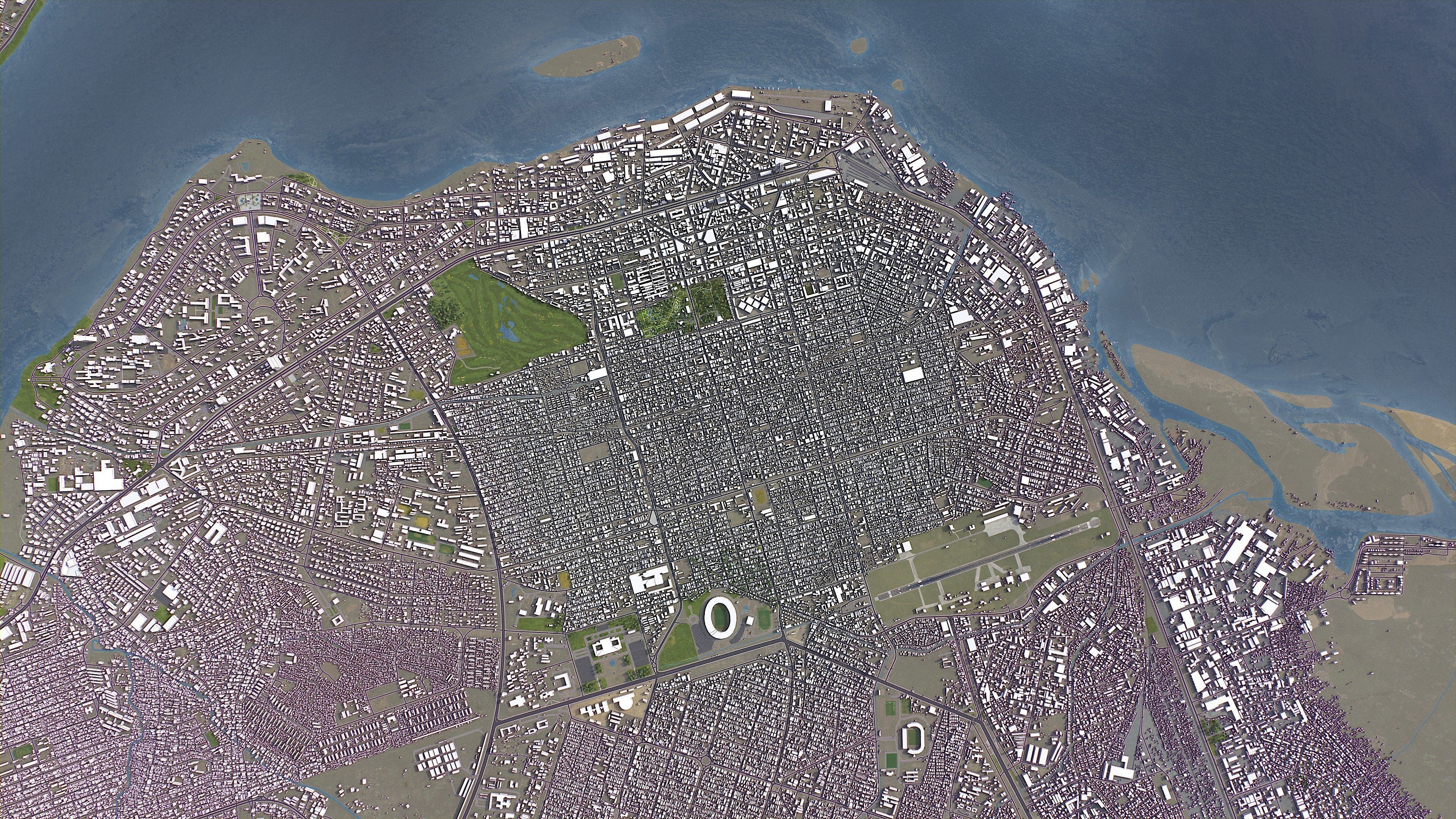 Kinshasa - 3D City Model Low-poly 3D model_11
