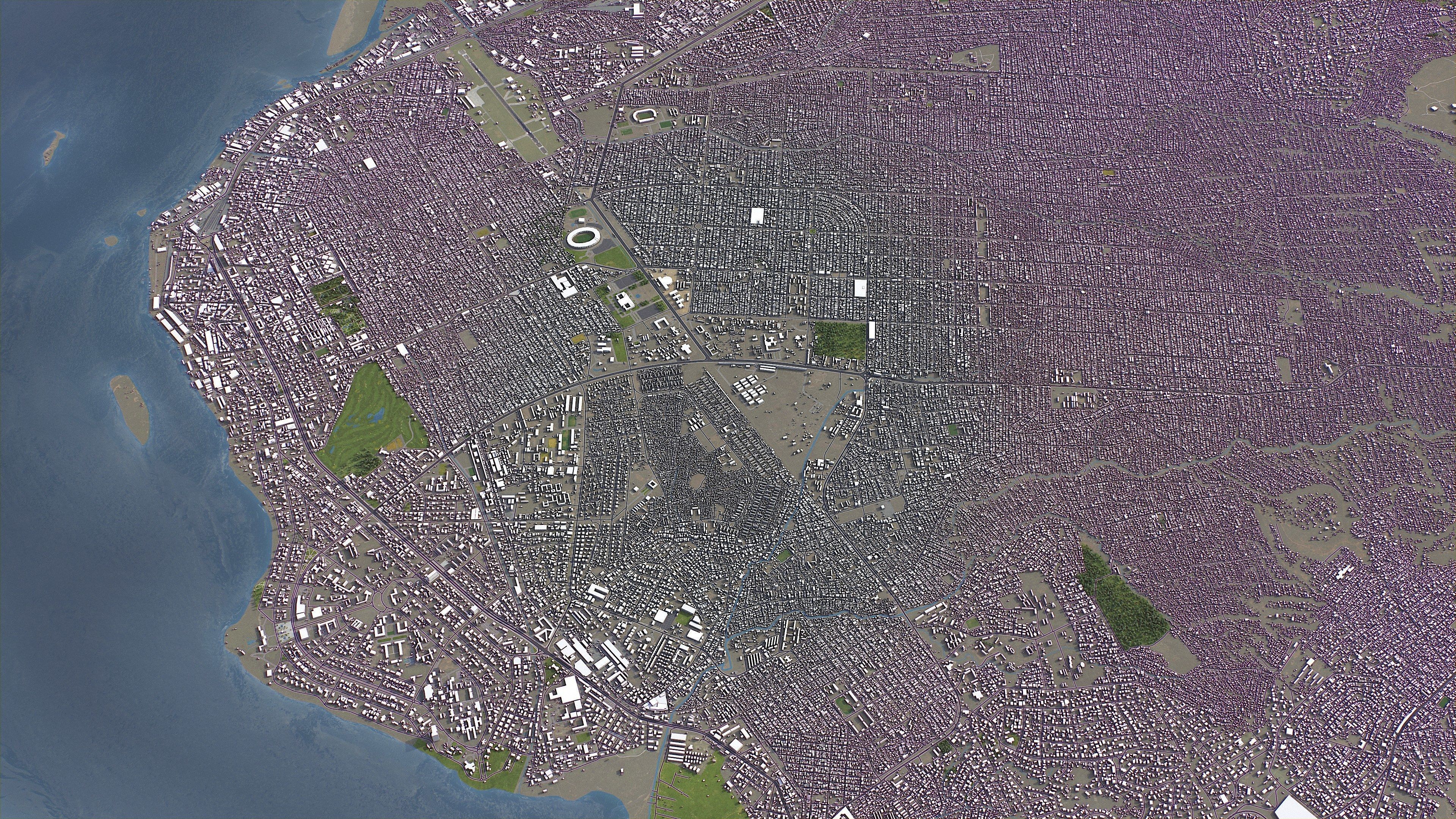 Kinshasa - 3D City Model Low-poly 3D model_7