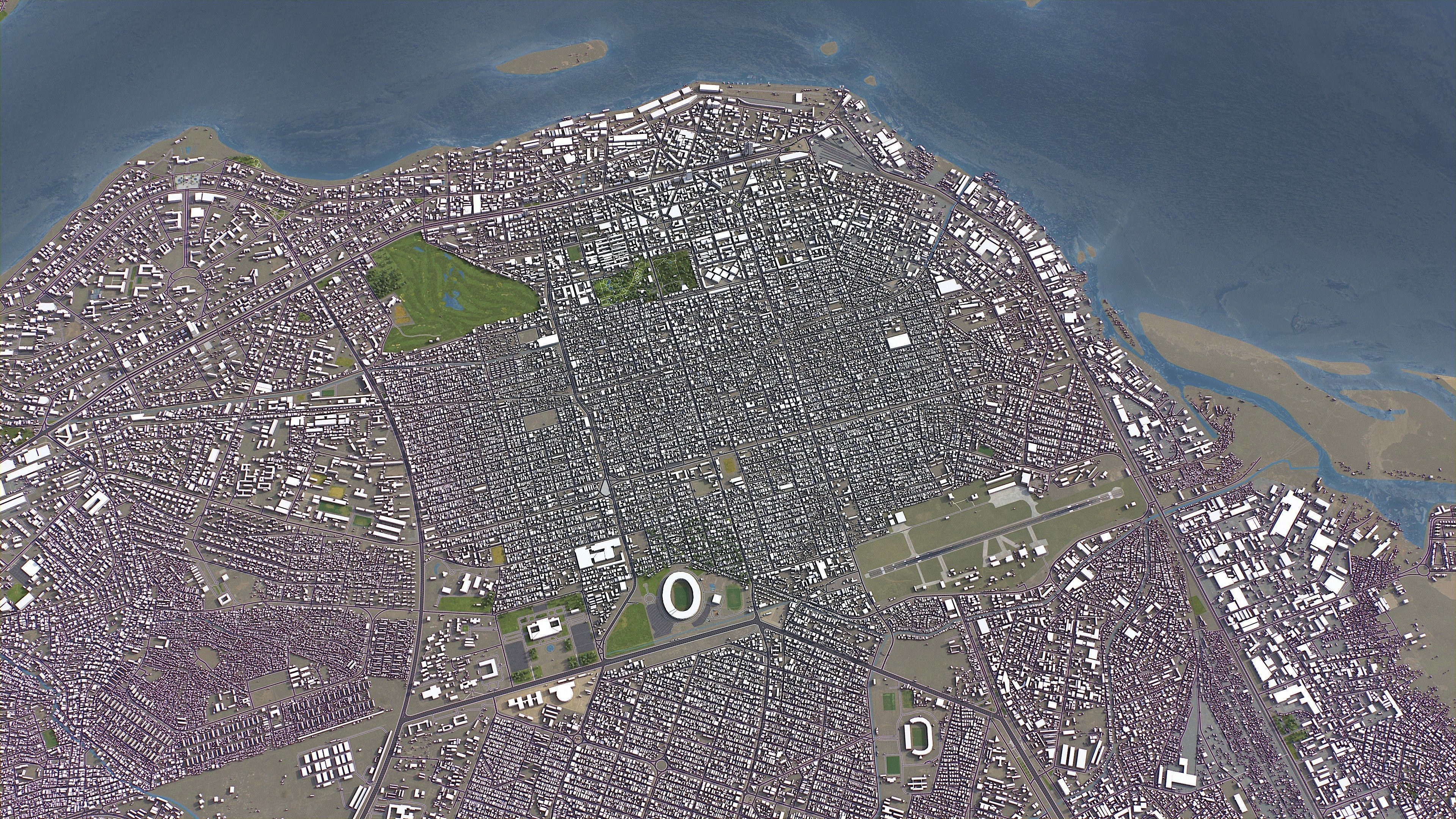 Kinshasa - 3D City Model Low-poly 3D model_6