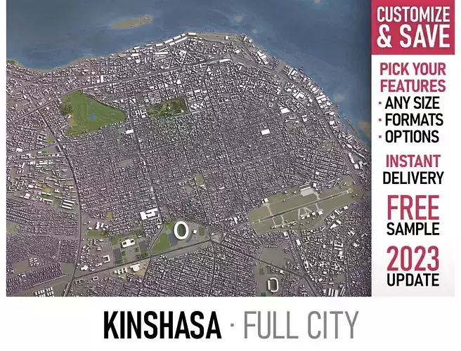Kinshasa - 3D City Model Low-poly 3D model