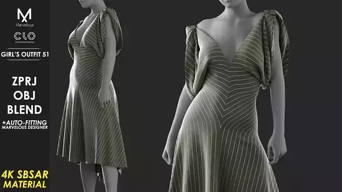 Girls Outfit 51 - Marvelous Designer 3D model