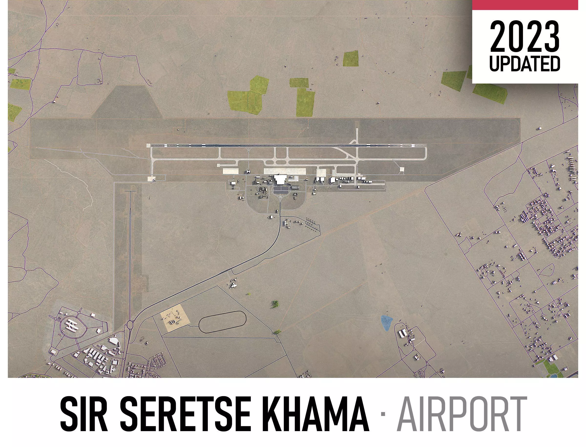 Gaborone - Sir Seretse Khama Airport Low-poly 3D model