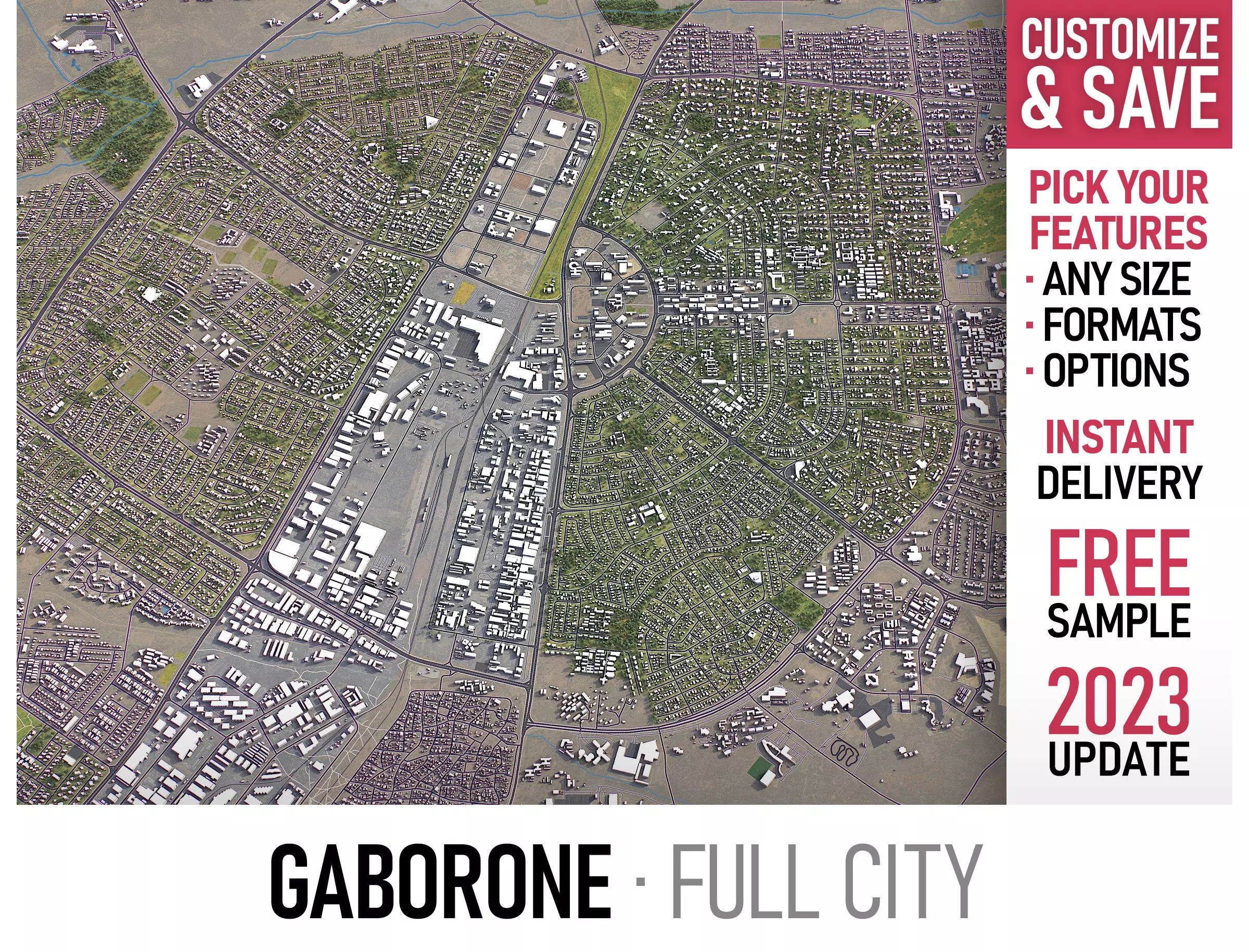 Gaborone - 3D City Model Low-poly 3D model_0