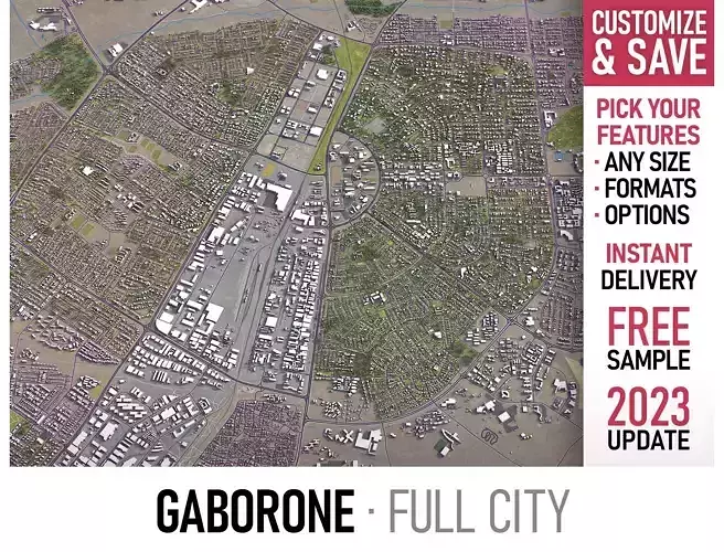 Gaborone - 3D City Model Low-poly 3D model