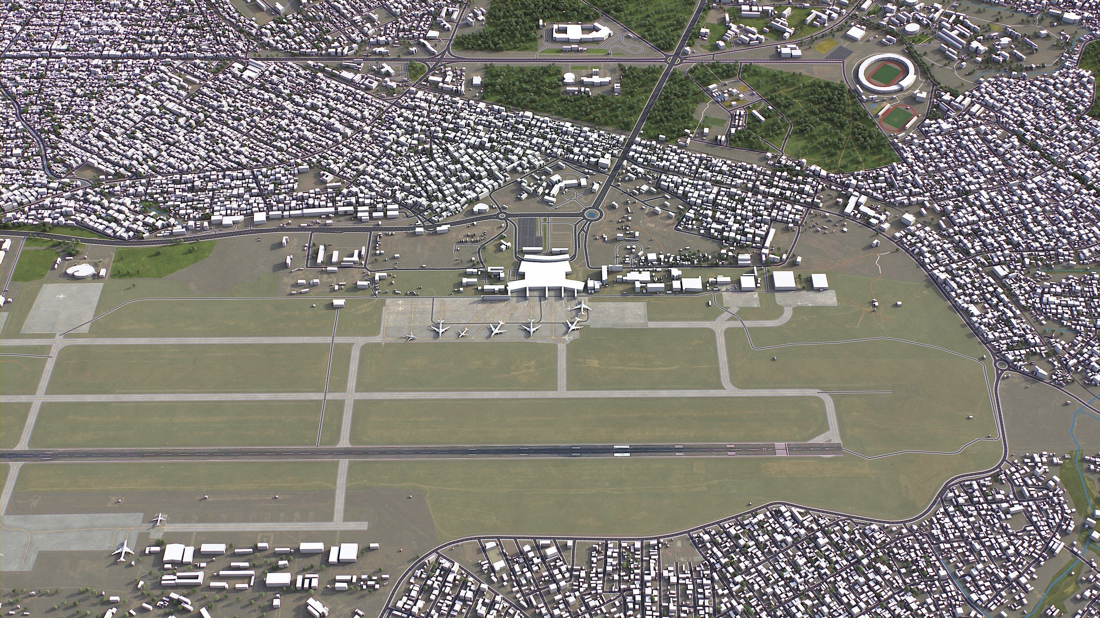 Brazzaville  Airport Low-poly 3D model_3