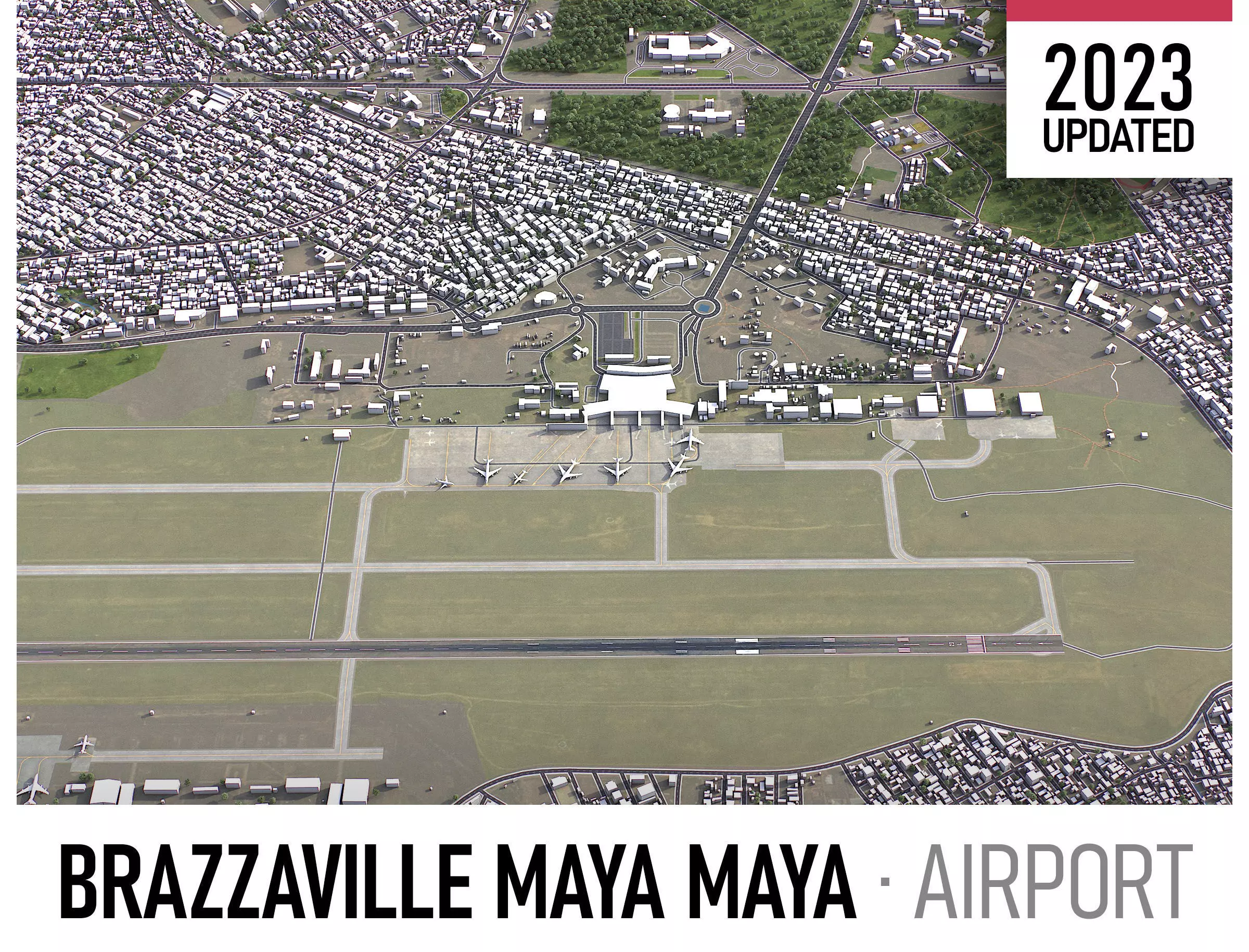 Brazzaville  Airport Low-poly 3D model_0