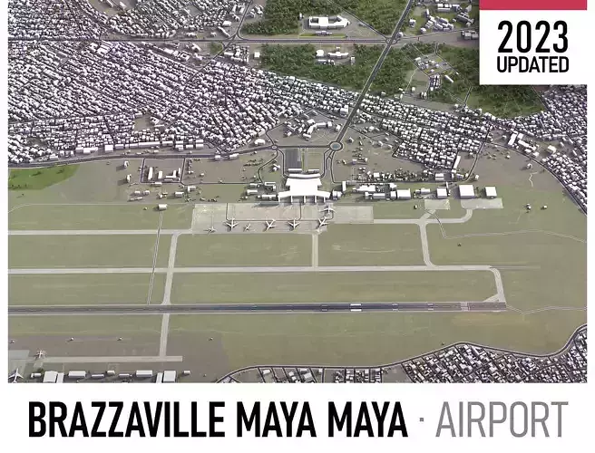 Brazzaville  Airport Low-poly 3D model