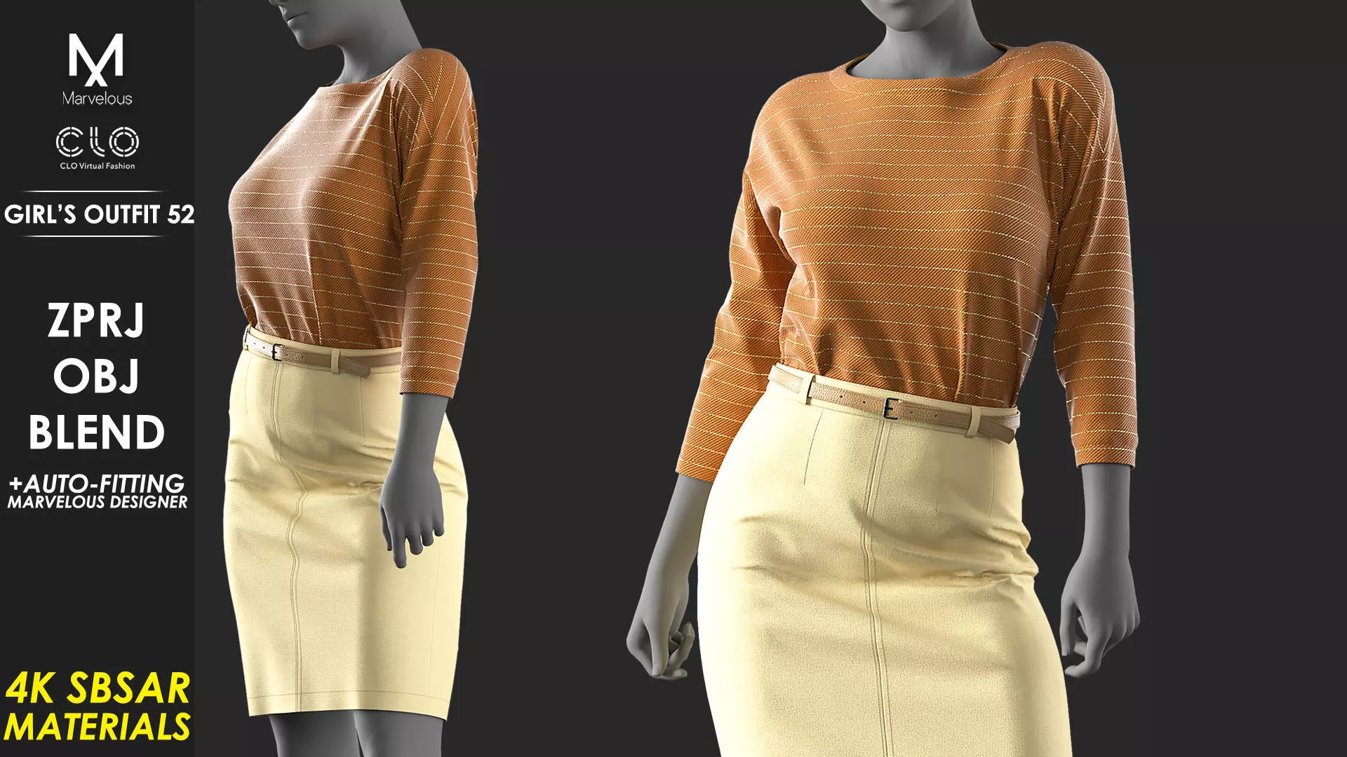 Girls Outfit 52 - Marvelous Designer 3D model_0