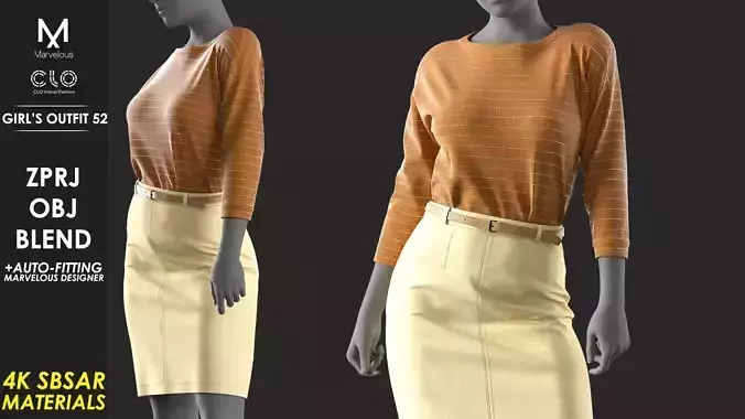 Girls Outfit 52 - Marvelous Designer 3D model