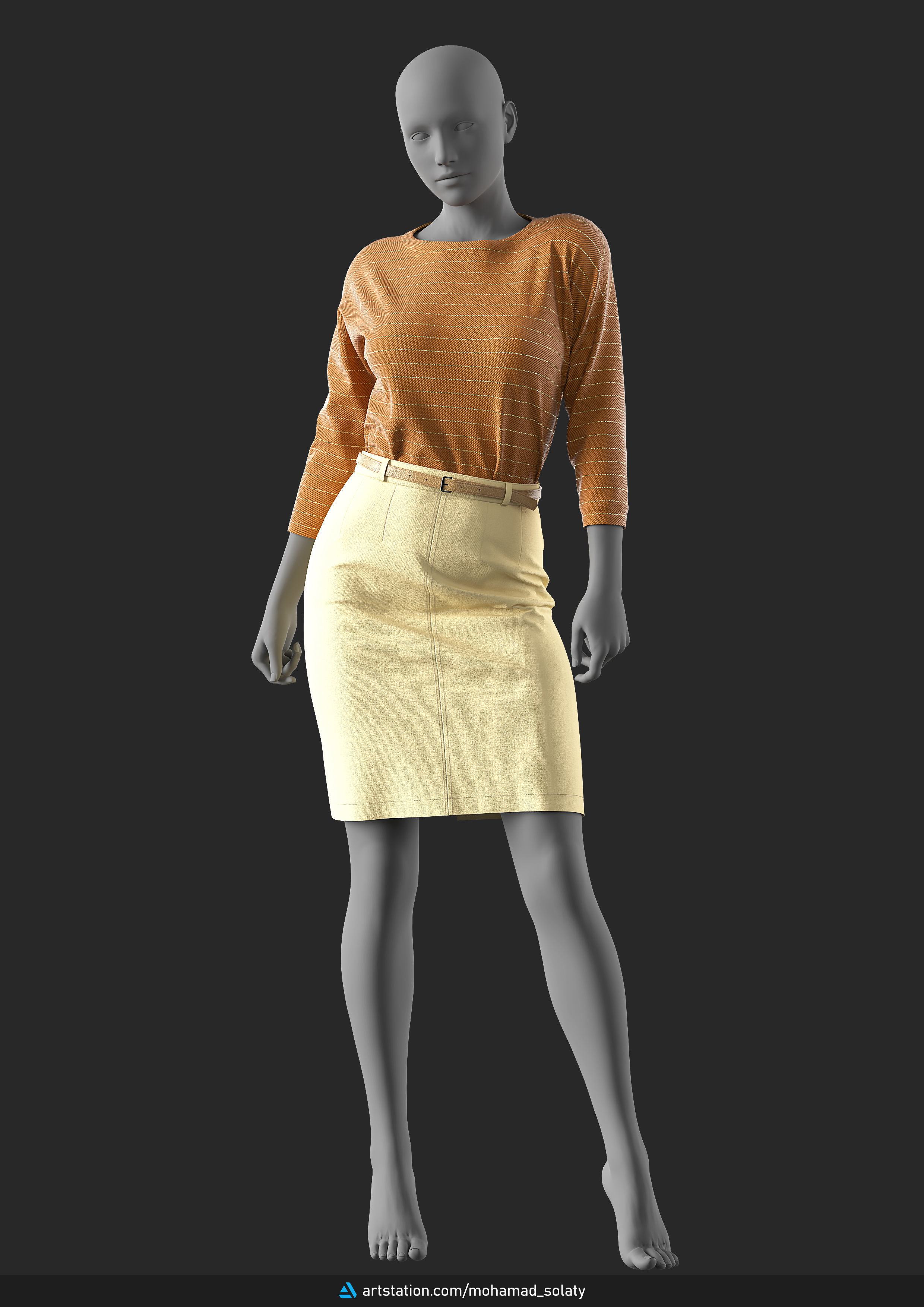 Girls Outfit 52 - Marvelous Designer 3D model_1