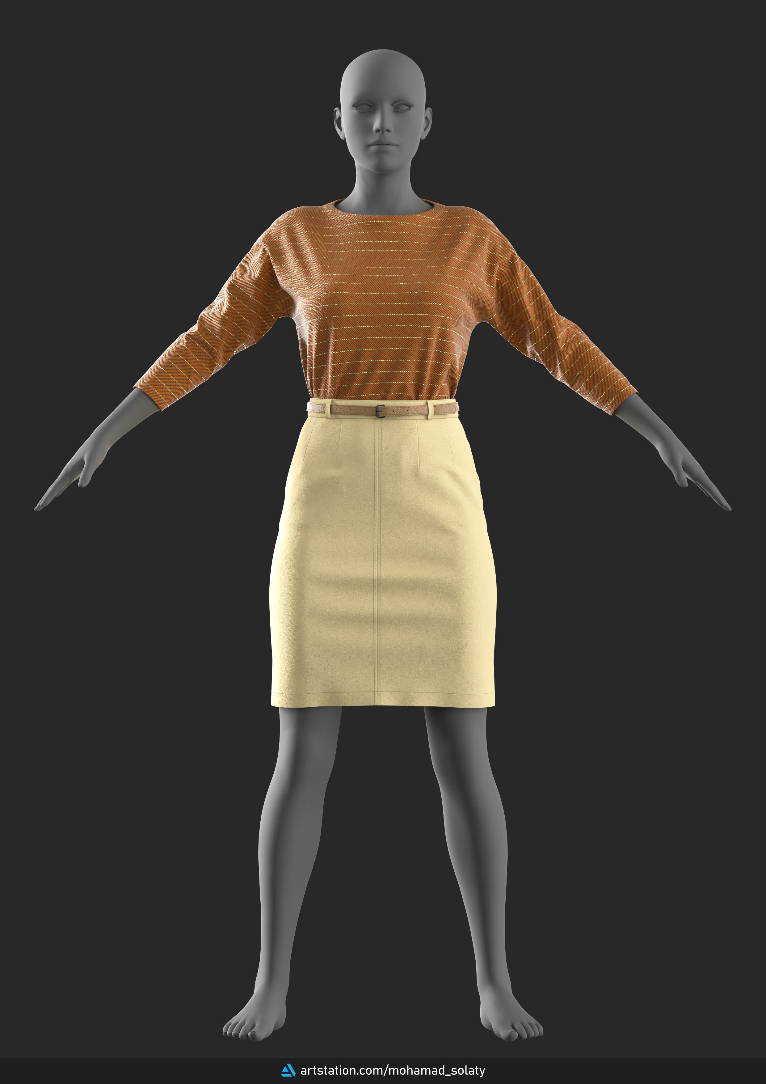Girls Outfit 52 - Marvelous Designer 3D model_4