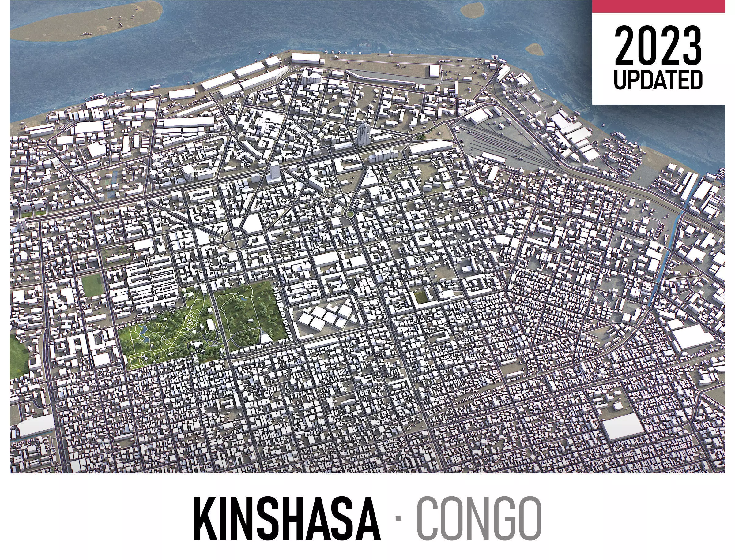 Kinshasa - 3D City Low-poly 3D model