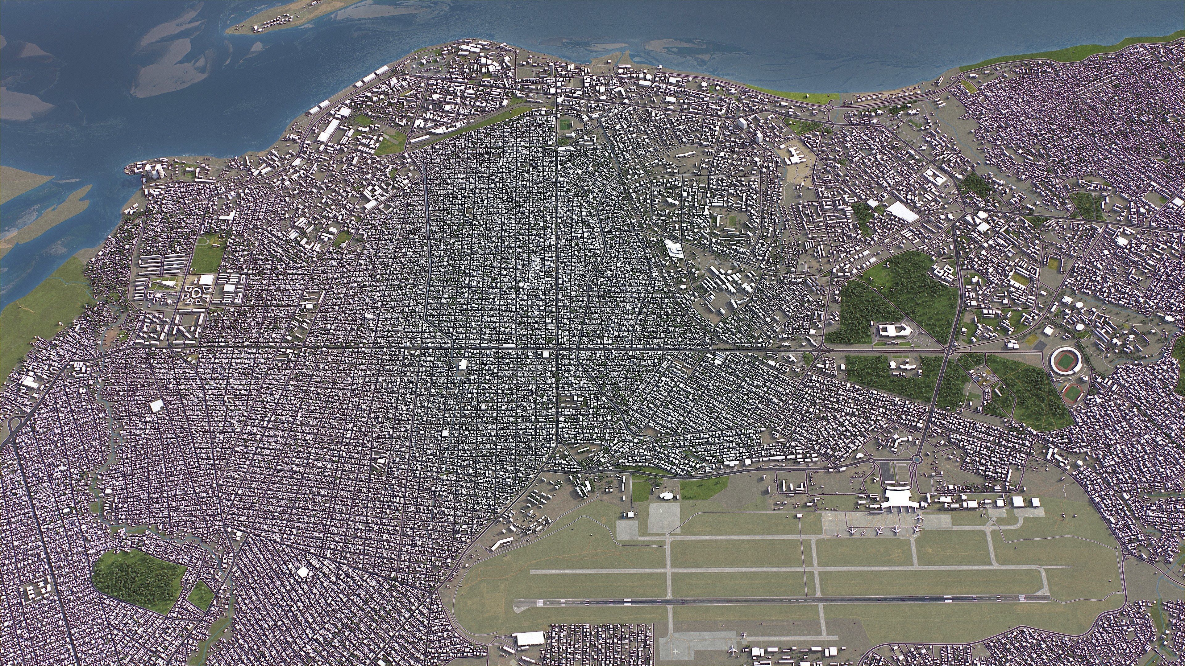 Brazzaville - 3D City Model Low-poly 3D model_9