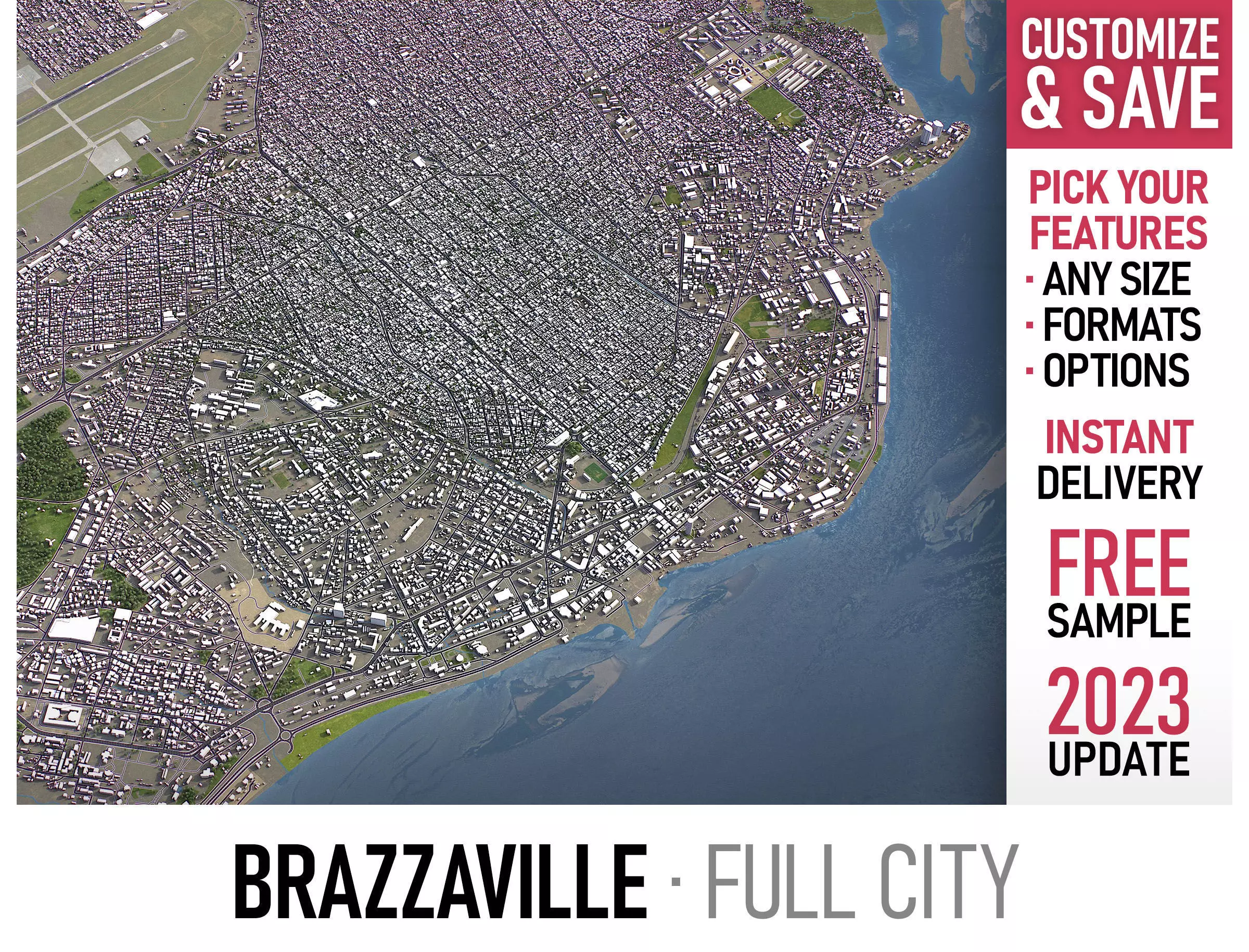 Brazzaville - 3D City Model Low-poly 3D model_0