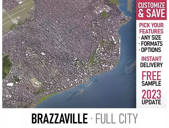 Brazzaville - 3D City Model Low-poly 3D model