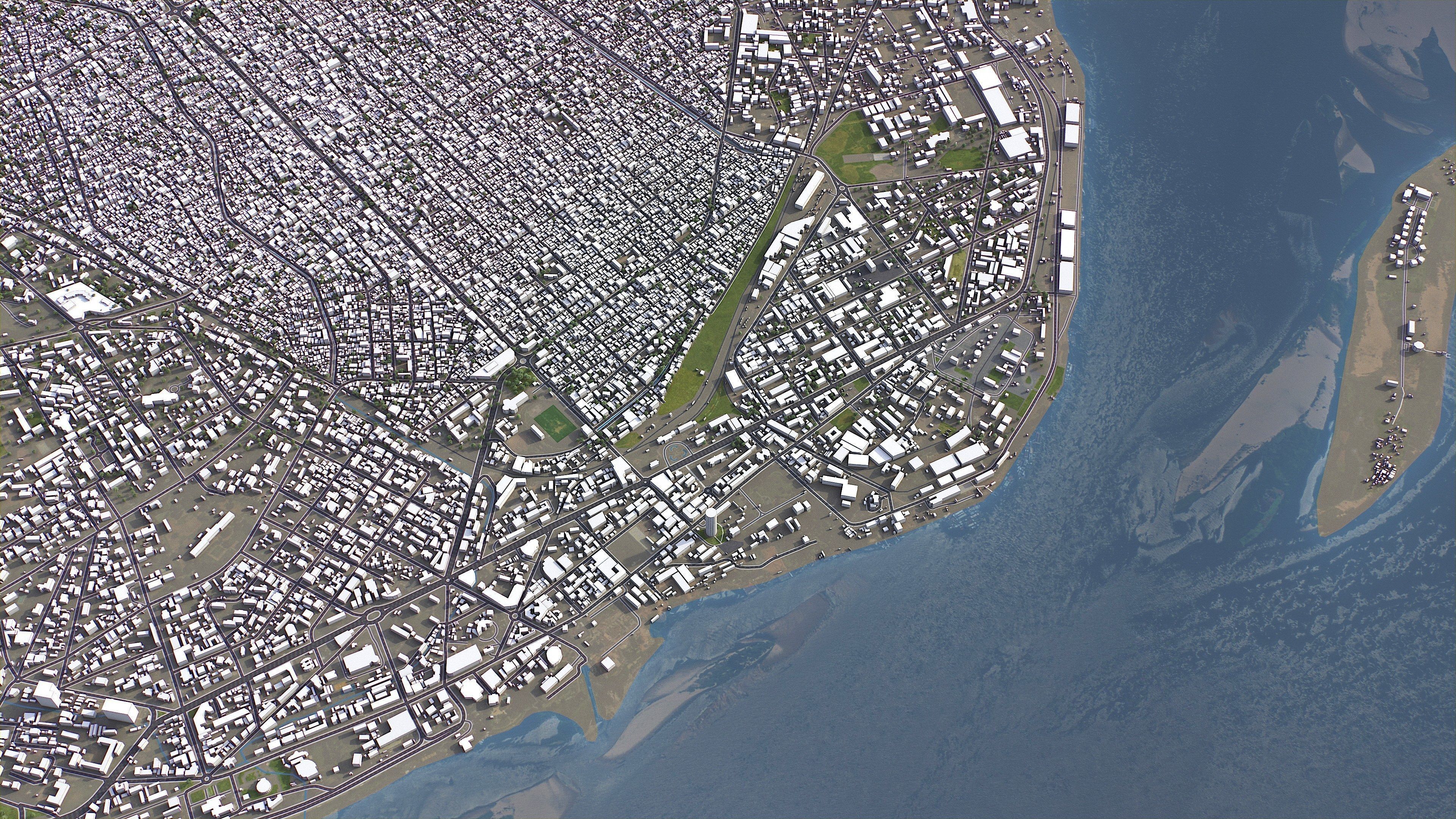 Brazzaville - 3D City Model Low-poly 3D model_1