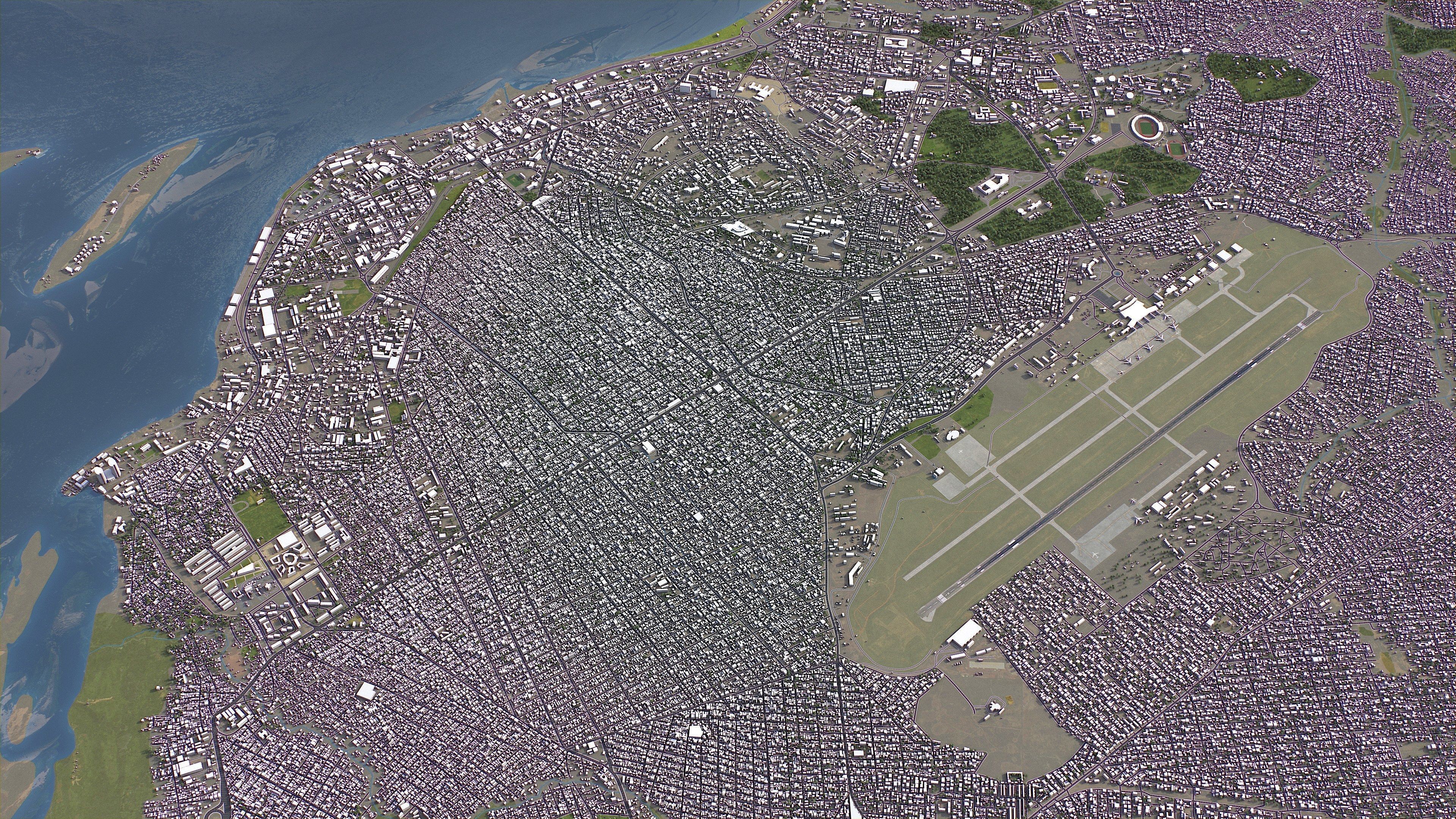 Brazzaville - 3D City Model Low-poly 3D model_10