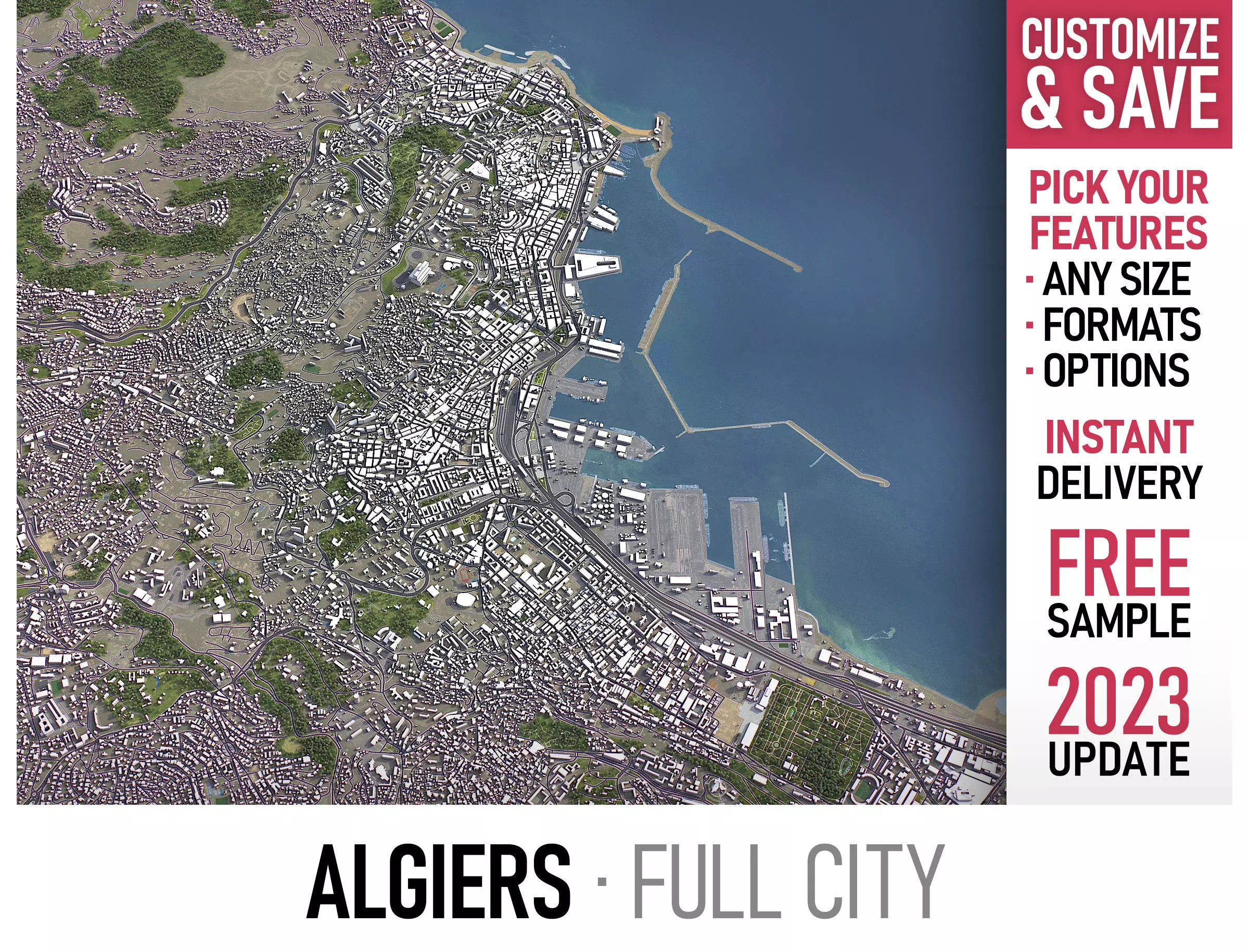 Algiers - 3D City Model Low-poly 3D model_0