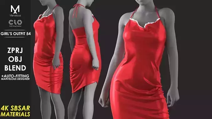 Girls Outfit 54 - Marvelous Designer 3D model