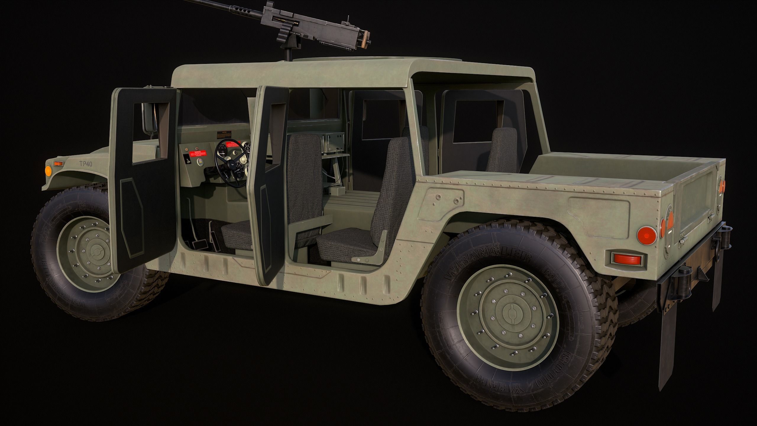 HMMWV M-998M2 Humvee 3D-Model Game Ready Low-poly 3D model_6