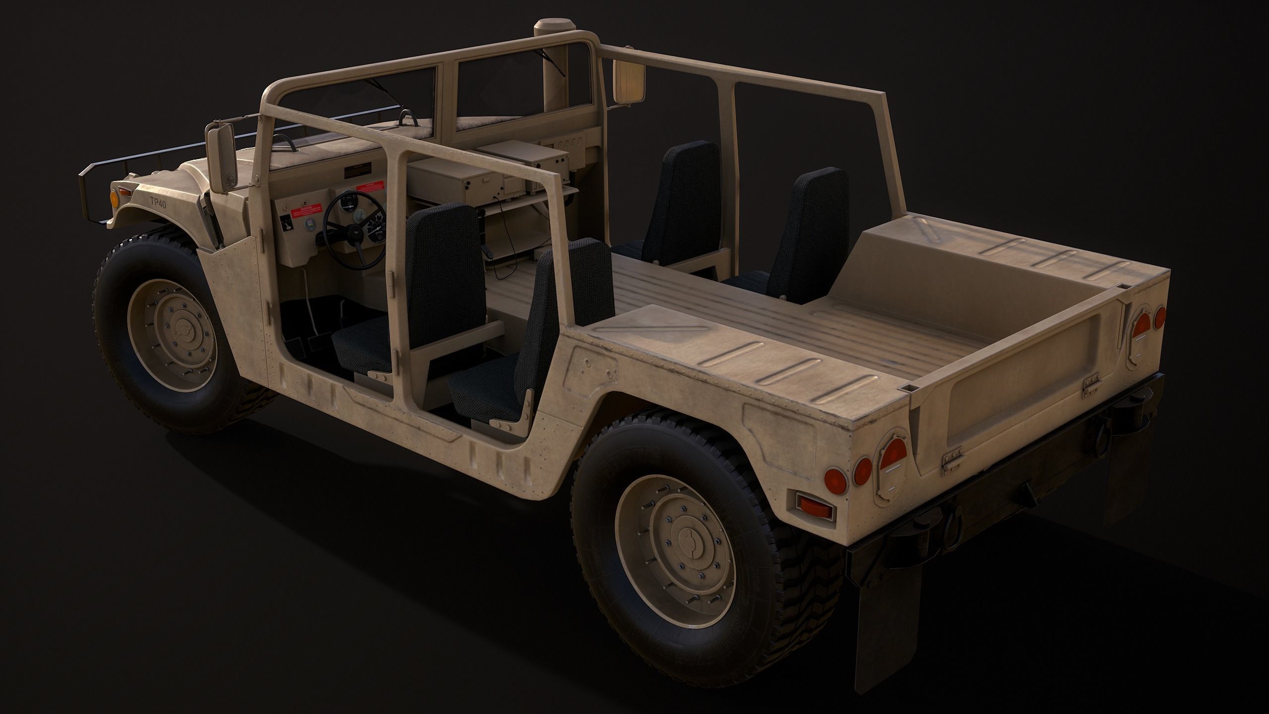 HMMWV M-998M2 Humvee 3D-Model Game Ready Low-poly 3D model_11