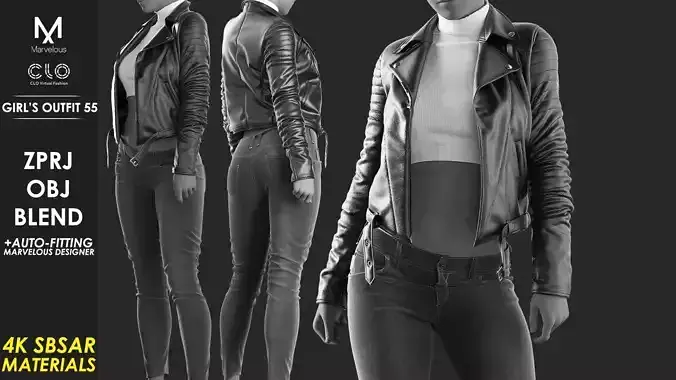 Girls Outfit 55 - Marvelous Designer 3D model