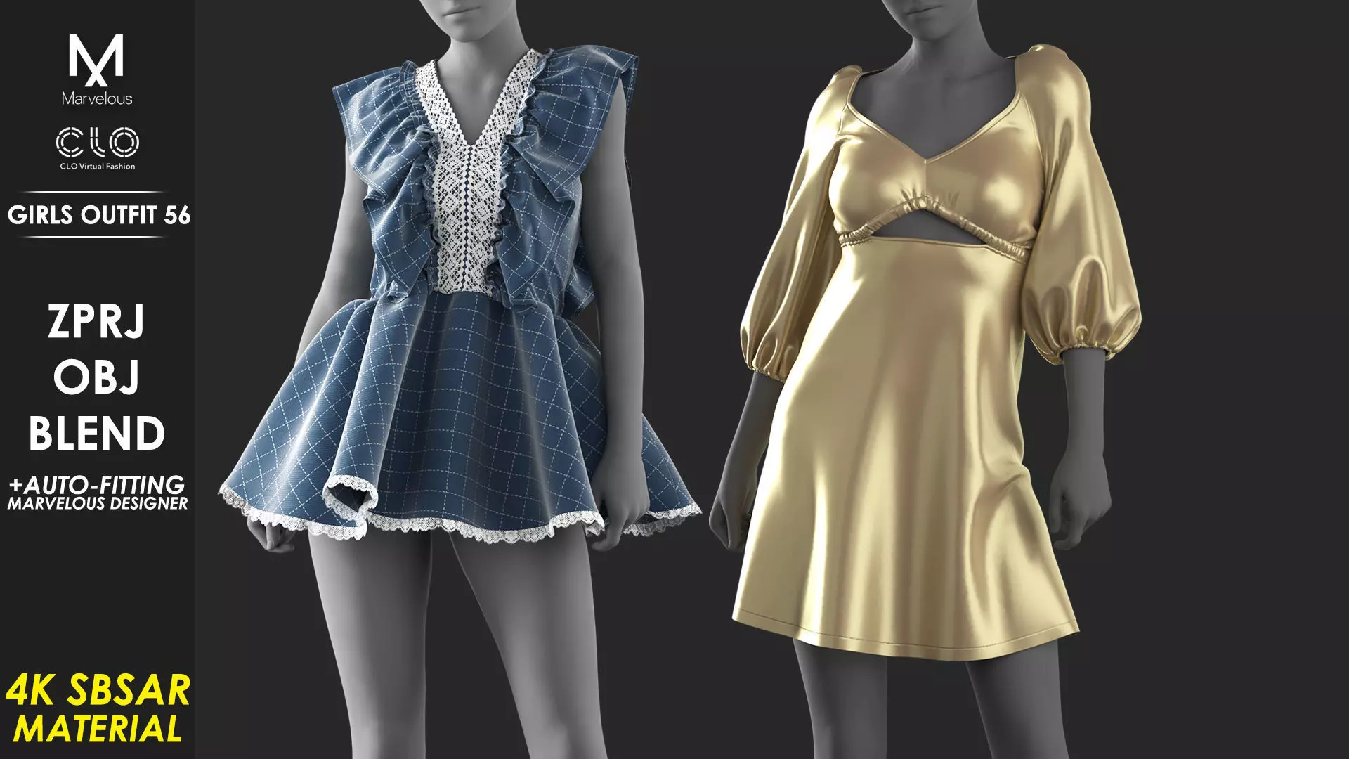 Girls Outfit 56 - Marvelous Designer 3D model