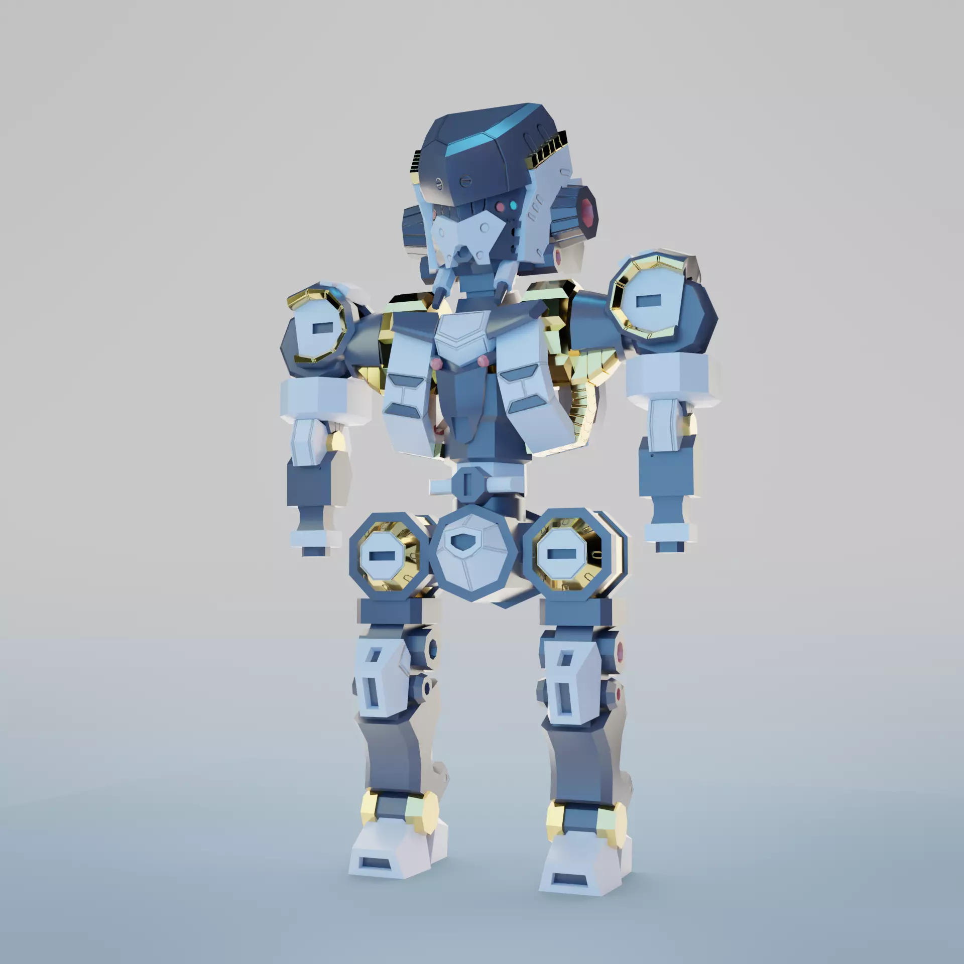Samurai Chibi Gundam Robot Low-poly 3D model_0