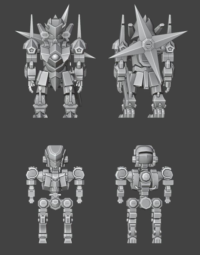 Samurai Chibi Gundam Robot Low-poly 3D model_7