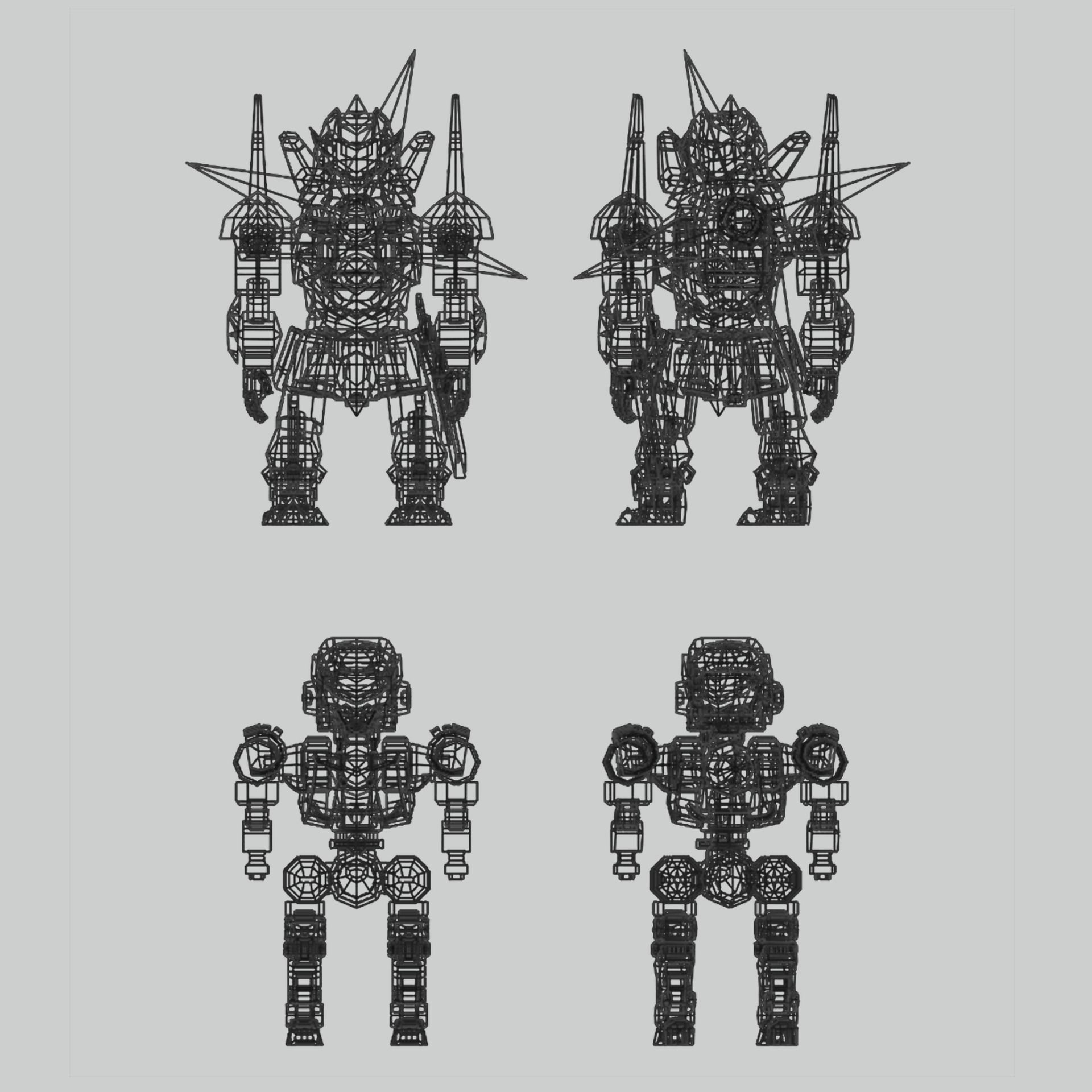 Samurai Chibi Gundam Robot Low-poly 3D model_8