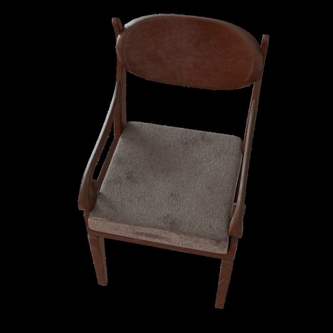 Old Chair Low-poly 3D model_5