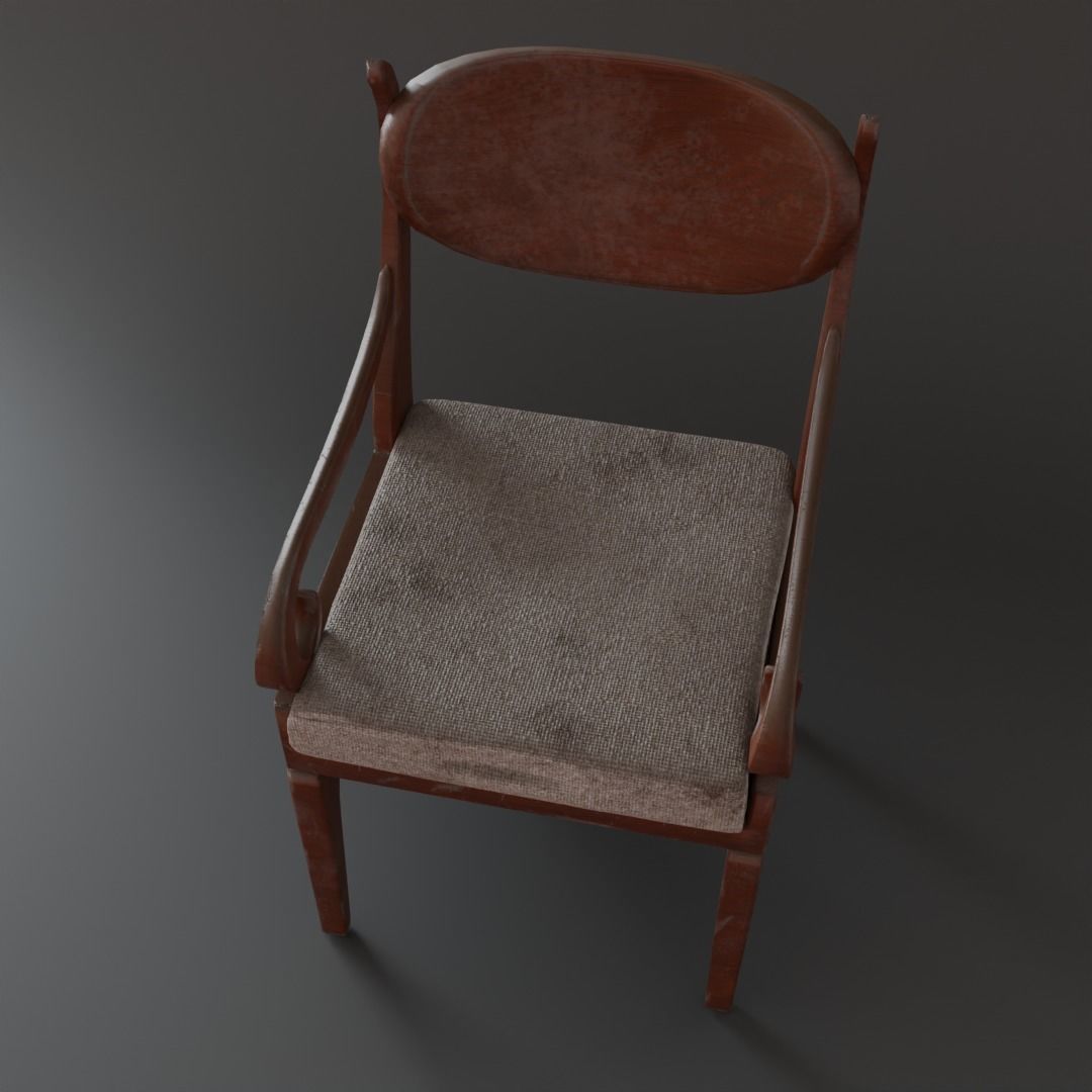 Old Chair Low-poly 3D model_1