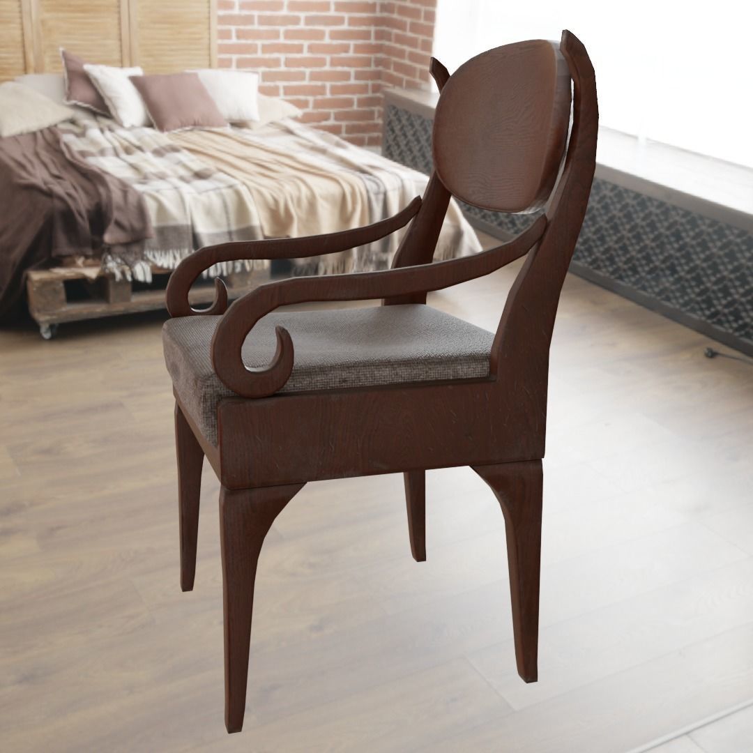 Old Chair Low-poly 3D model_2