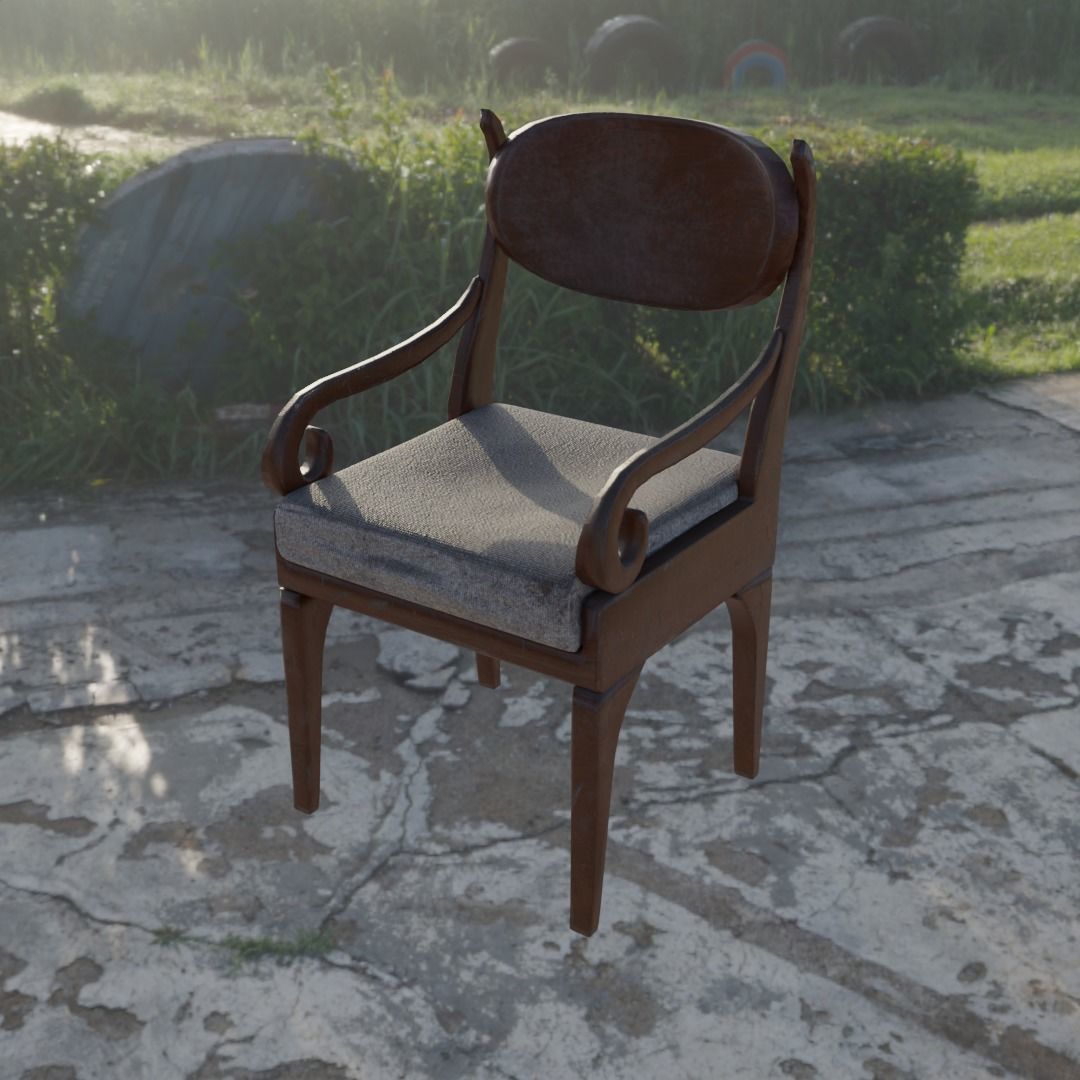 Old Chair Low-poly 3D model_6