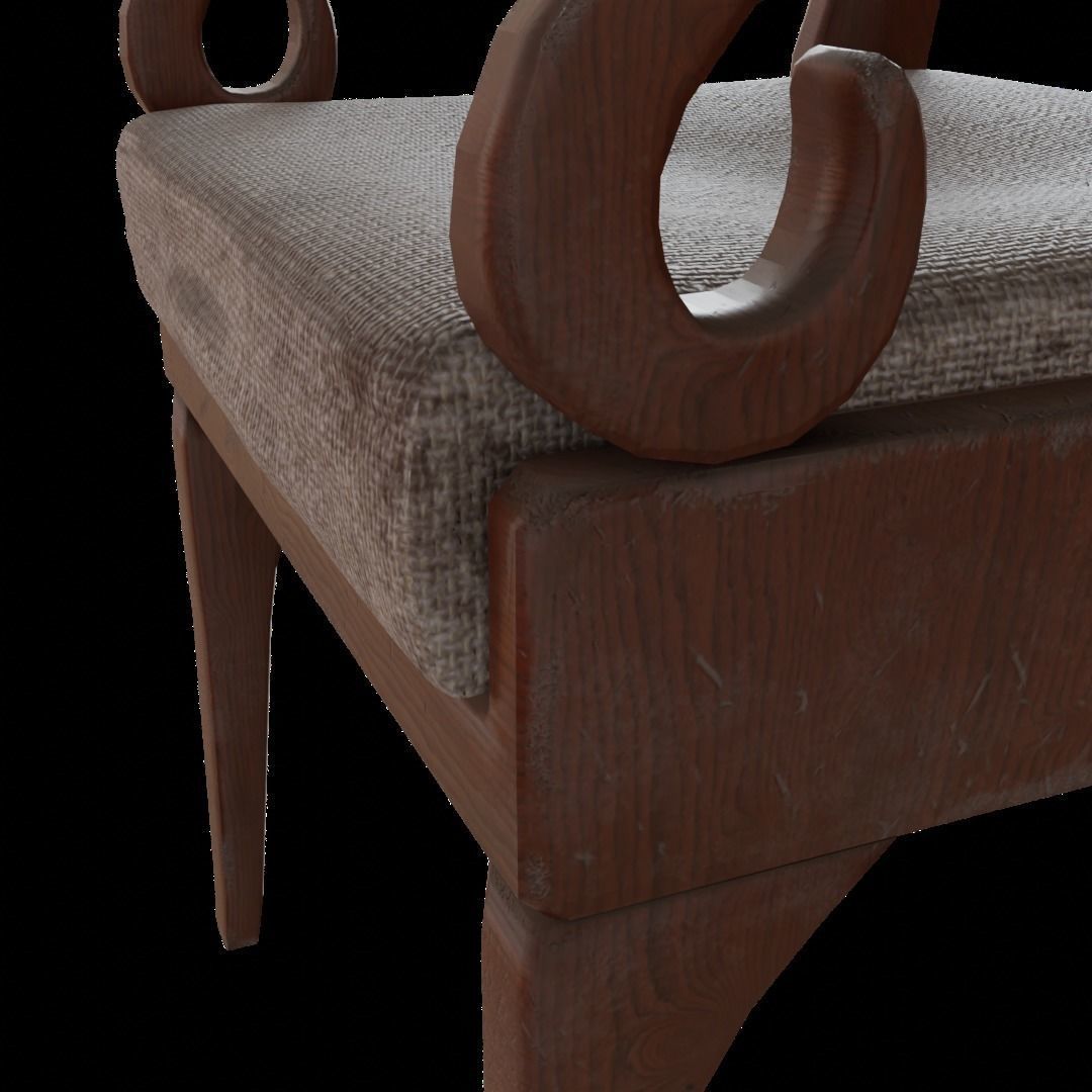 Old Chair Low-poly 3D model_4