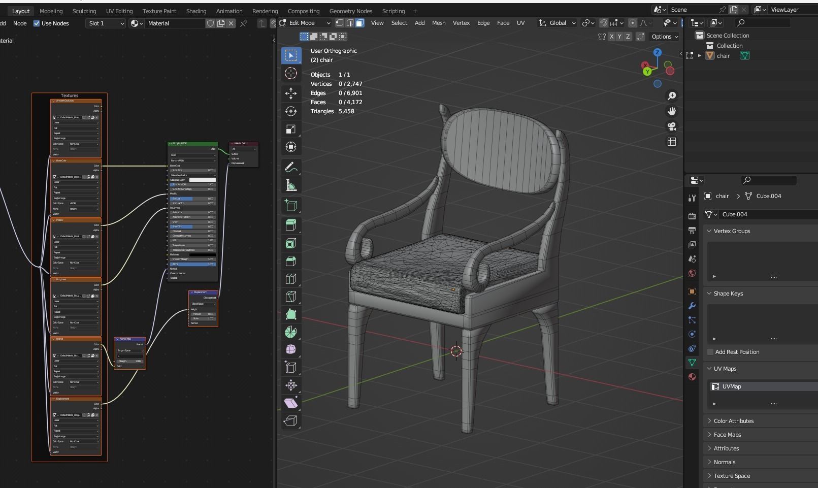 Old Chair Low-poly 3D model_7
