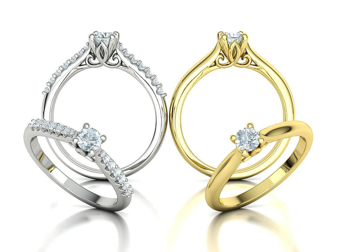 Paris Solitaire Ring 4mm Stone 2 RINGS ITEM 3D print model_2