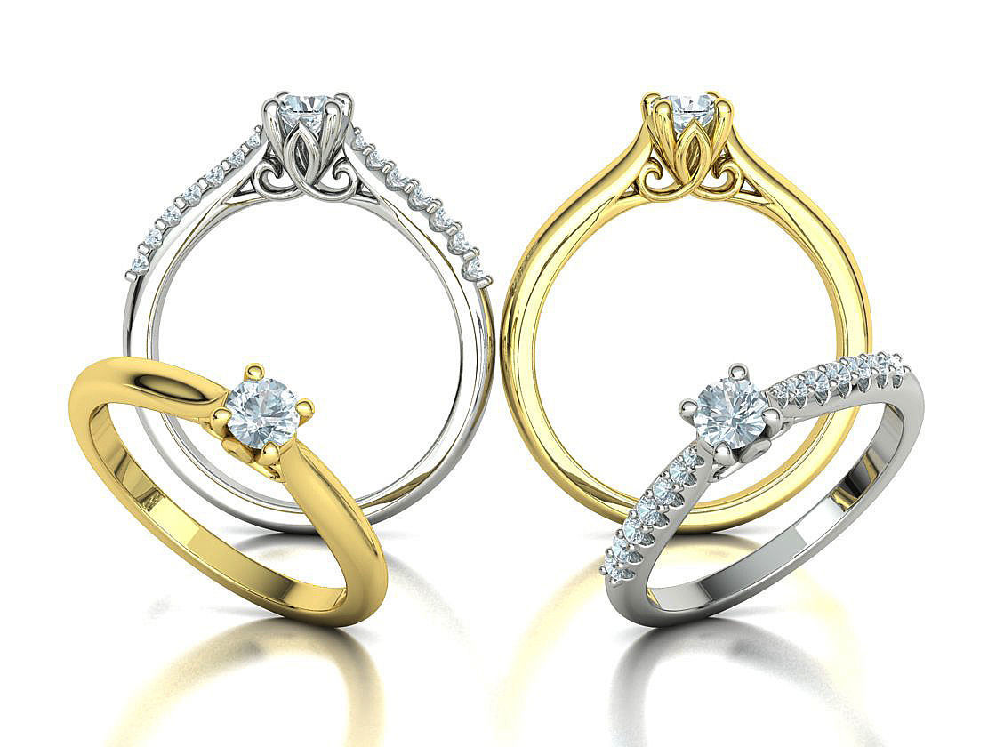 Paris Solitaire Ring 4mm Stone 2 RINGS ITEM 3D print model_3