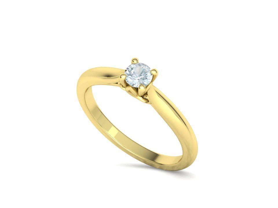 Paris Solitaire Ring 4mm Stone 2 RINGS ITEM 3D print model_46