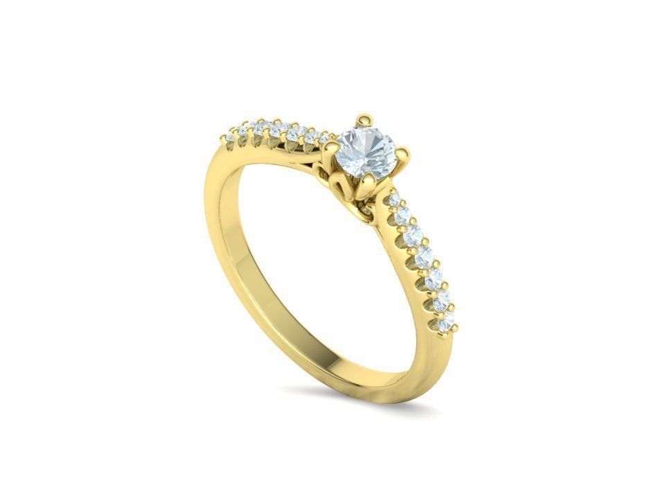 Paris Solitaire Ring 4mm Stone 2 RINGS ITEM 3D print model_20