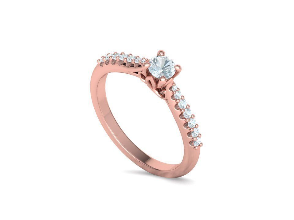 Paris Solitaire Ring 4mm Stone 2 RINGS ITEM 3D print model_21