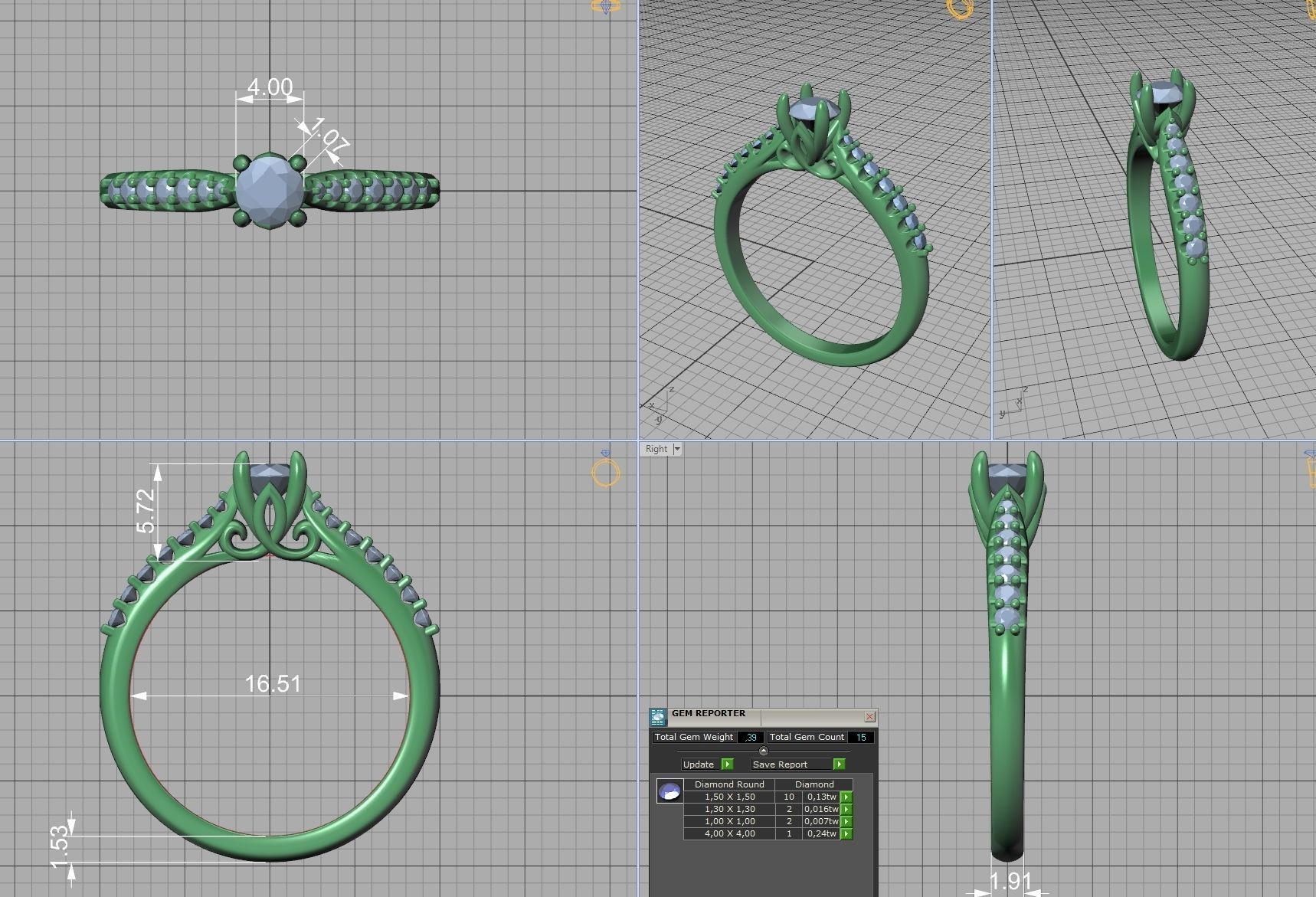 Paris Solitaire Ring 4mm Stone 2 RINGS ITEM 3D print model_10