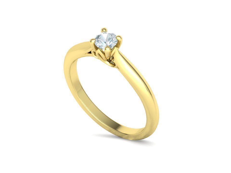 Paris Solitaire Ring 4mm Stone 2 RINGS ITEM 3D print model_55