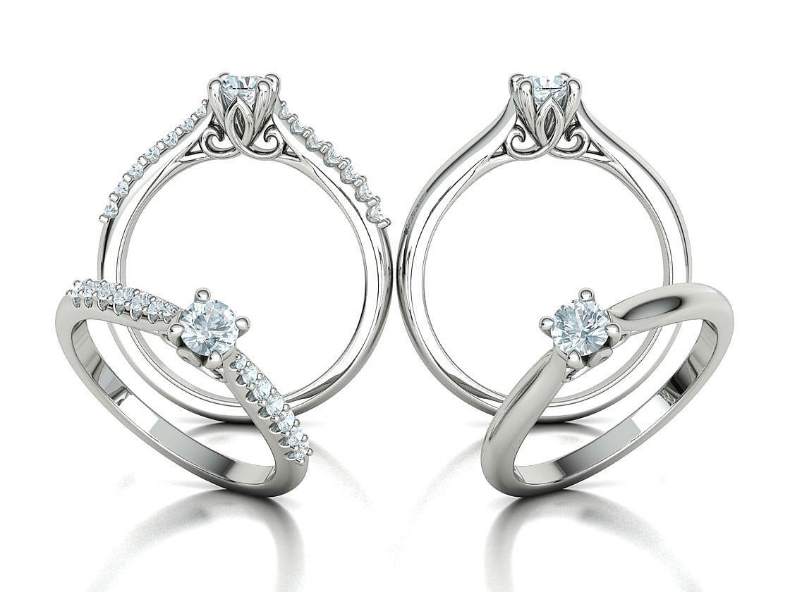 Paris Solitaire Ring 4mm Stone 2 RINGS ITEM 3D print model_1