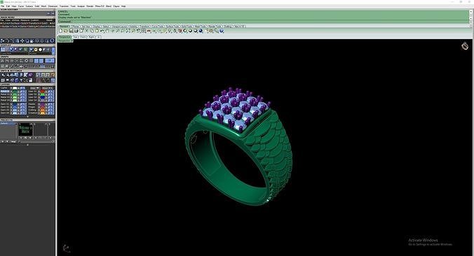 Men Diamond Fish Shell Ring 3D print model